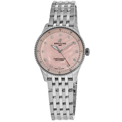 New Breitling Navitimer 32 Pink Mother of Pearl Women's Watch A77320D91K1A1