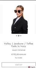 Valleywear Jawbone Toffee Fade to Ivory Large Cat Eye Sunglasses Sold Out