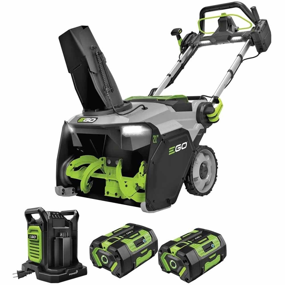 Комплект 21-дюймового одноступенчатого снегоочистителя Ego с 2 батареями емкостью 6Ah двухпортовое зарядное устройство 189390₽