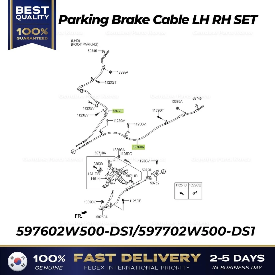 ⭐Genuine⭐ Parking Brake Cable LH RH SET for Hyundai Santa Fe - Image 1 of 1