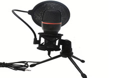 Black Gaming Microphone With Stand USB 3.5mm Studio Mic For PC Laptop Streaming