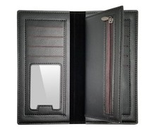 Men's Business Leather Slim Wallet Long Clutch Bifold Credit Card Holder Purse