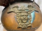 Fleur De Lis VTG Copper Ash Coal Scuttle Bucket Brass Motif Lion’s Head Planter — photo 7