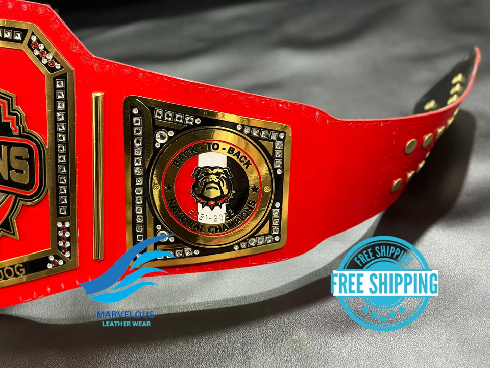 ПОЯС НАЦИОНАЛЬНОГО ЧЕМПИОНАТА GEORGIA BULLDOG Super Bowl взрослый размер латунная пластина 2 мм - Изображение 3 из 4