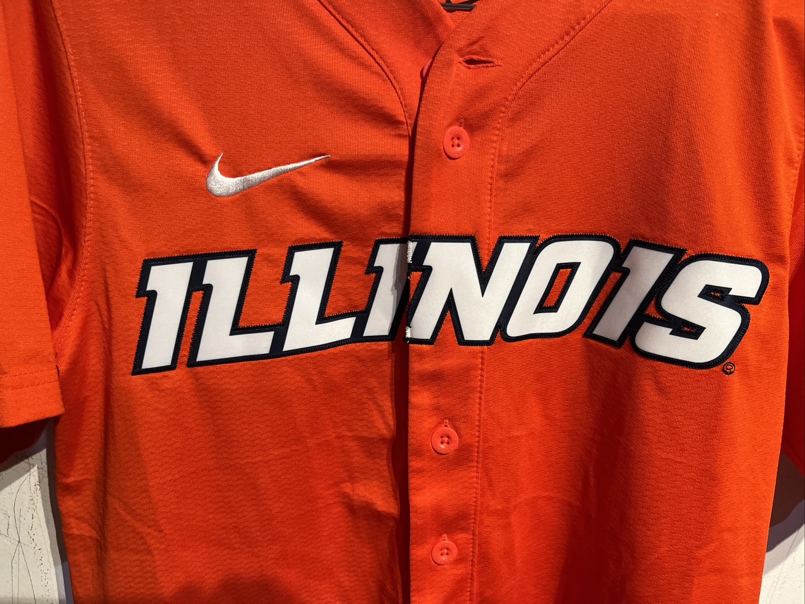 Genuine Nike Team University of Illinois ILLINI Baseball Jersey Orange