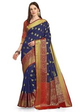 Women's Banarasi Silk Saree With unstitched Blouse Piece