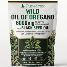 Wild Oregano Oil 6000mg with Black Seed, Turmeric & Ginger – 300 Softgels Purest
