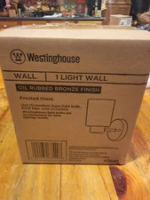 Westinghouse 63540 Wall Light Sylvestre Rubbed Bronze Finish with Frosted Glass 