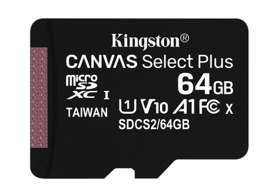 64GB Kingston Canvas Select Plus microSDXC CL10 UHS-1 U1 V10 A1 Memory Card