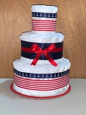 L K...Nautical Boy Girl Unisex Diaper Cake - Baby Shower Centerpiece