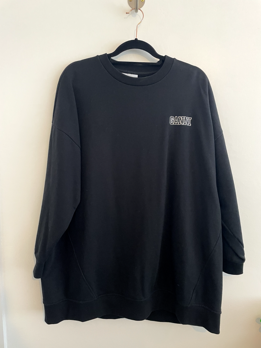 LADIES GANNI ISOLI OVERSIZED BLACK SWEATSHIRT JUMPER SIZE LARGE/XL