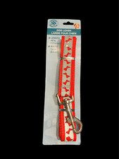 Greenbrier Kennel Club Large Dog Leash 48" Long x 1" Wide Red  Gray Bones NEW