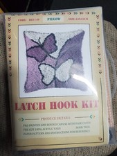 LATCH HOOK PILLOW KIT PURPLE BUTTERFLIES  43 X 43 CM