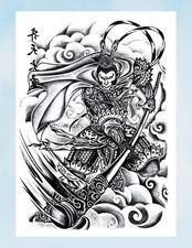 monkey King large 8.25" half-sleeve arm tattoo WATER -RESIST TATTOO