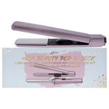 Pop N Lock Straightener Curling Iron Set by Aria Beauty for Women - 2 Pc Kit Set