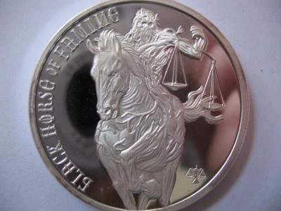 1-OZ..999 SILVER 4 HORSEMEN THE APOCALYPSE PROPHECY BLACK HORSE OF FAMINE +GOLD