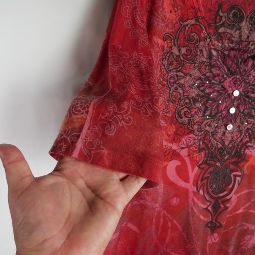 Tunica manica corta Comportamento appropriato taglia XXL design BOHO top strass - Foto 7 di 14