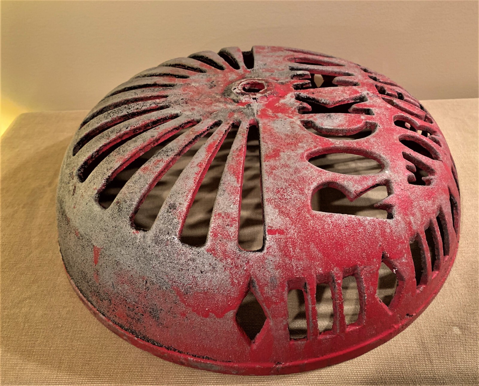 Vintage Rockwood Worcester Fire Alarm Bell Cover Large 18" Cast Metal