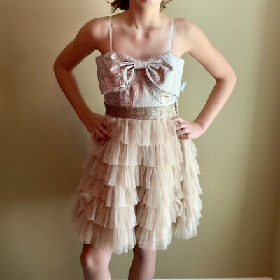 DEB Juniors Dress Gold Bow Homecoming Cocktail Evening Prom Party Tiered 5 NEW | eBay DEB Juniors Dress Gold Bow Homecoming Cocktail Evening Prom Party Tiered 5 NEW | eBay