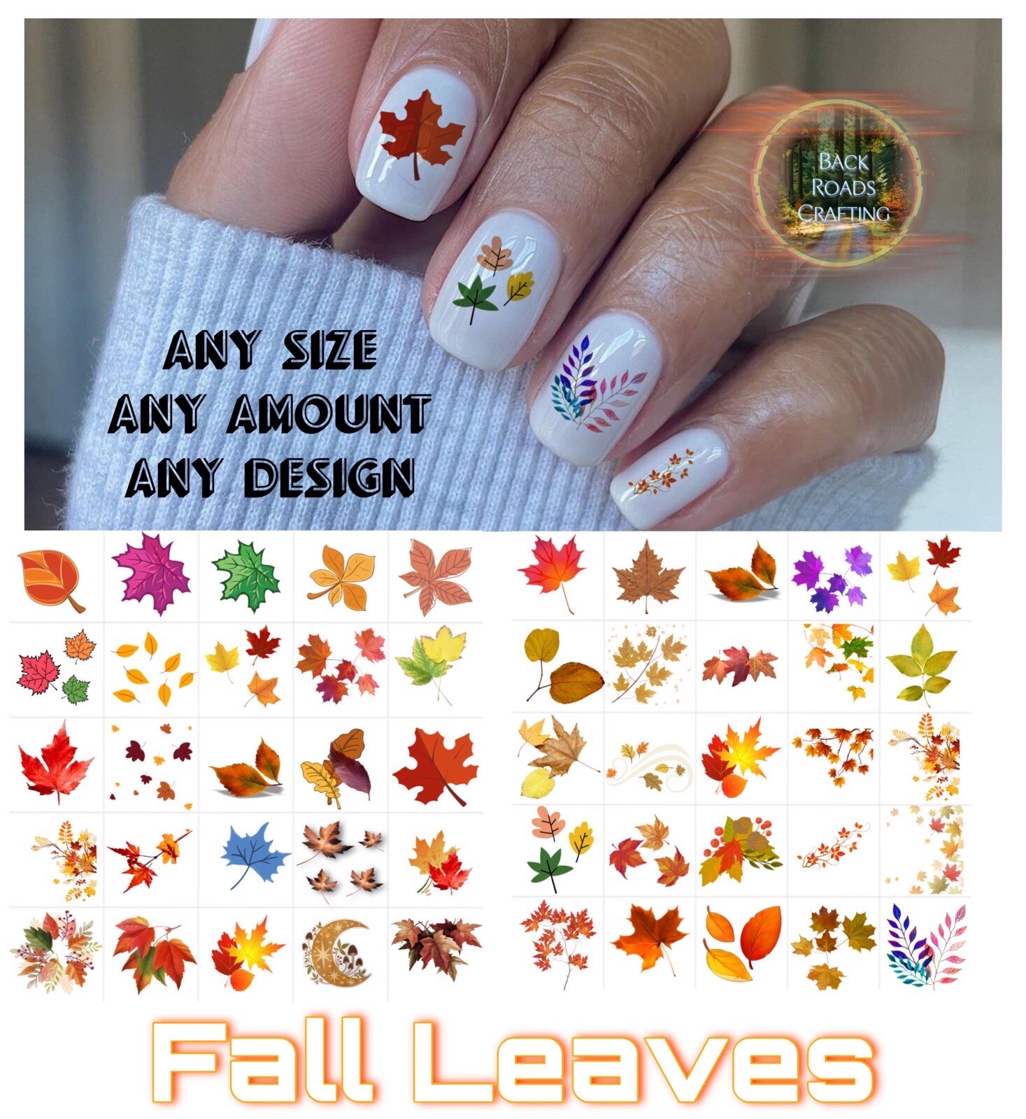 Fall Leaves Waterslide Nail Decals Set Of 50 Instructions & Bonus