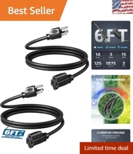 Durable 6ft SJTW Extension Cord - 14/3 Power Cable for Indoor & Outdoor Use