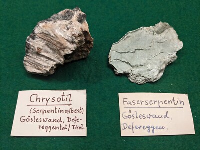 Lot 2x bis 6cm Göslewand Defereggental Chrysotil u. Faserserpentin Österreich
