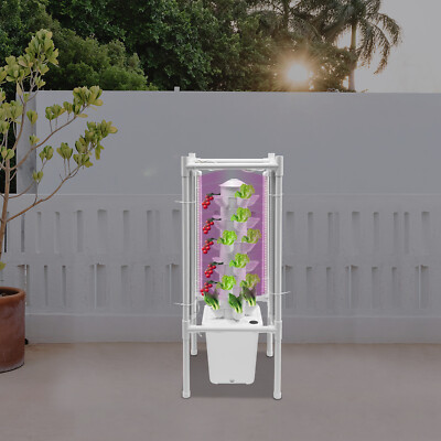 30-Pot Vertical Hydroponic Tower System Set with LED Lighting & Auto-Watering