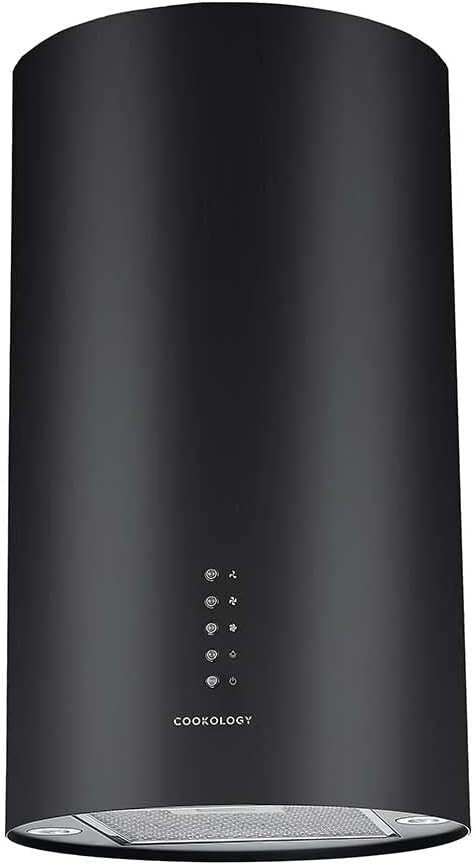 Cookology Cylinder Island Cooker Hood 35cm Extractor Fan Black  CYL351BK/A++