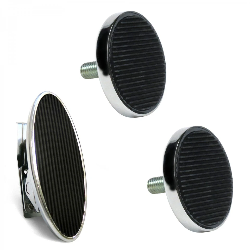 Pedal de Gas Ovalado Montaje en Piso, Pastilla de Freno Redonda y Embrague Cromada Billet Personalizada Foto 2 de 4