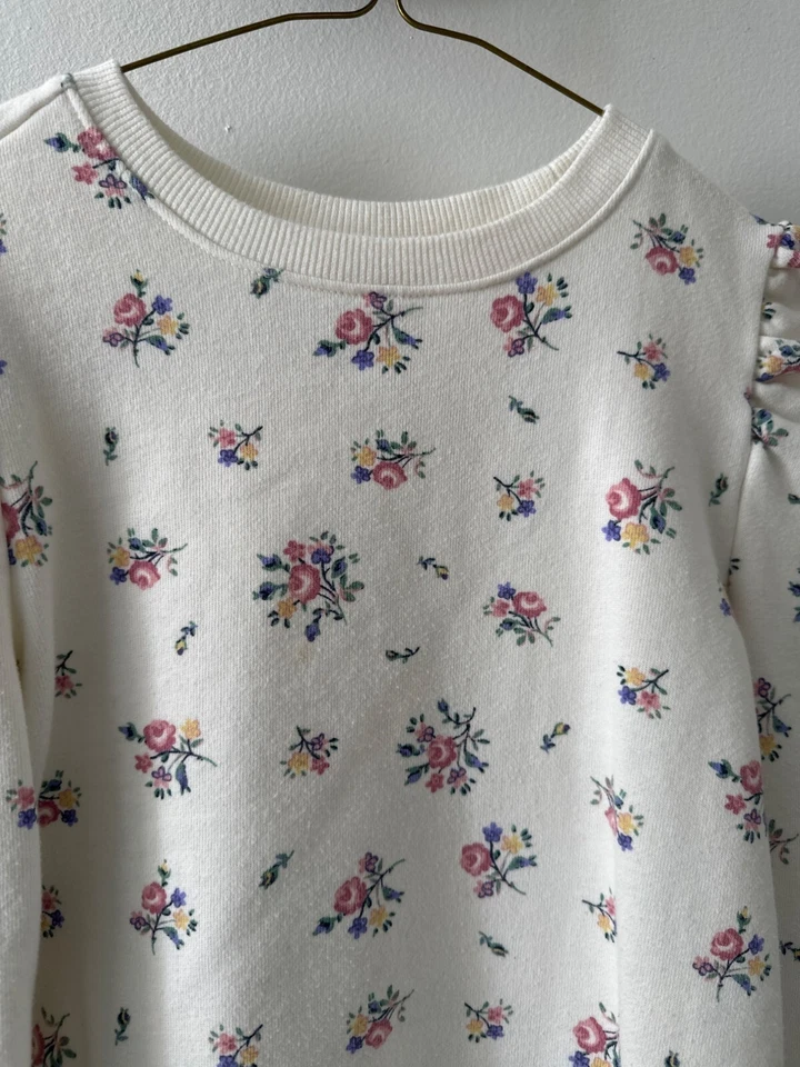 Janie & Jack Niñas Talla 10 Blanco Floral Manga Abullonada Sudadera Algodón/Poliéster Foto 2 de 4