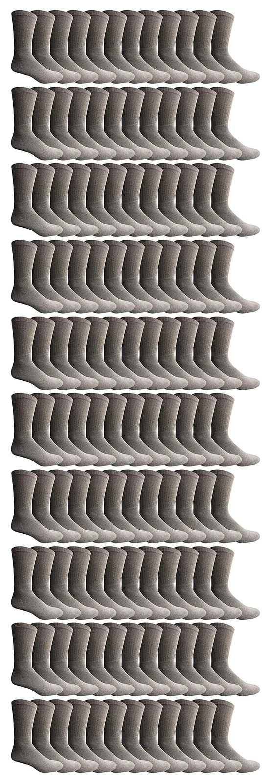 240 Units of Men's Premium Cotton Crew Socks Gray Size 10-13 - Mens Crew Socks