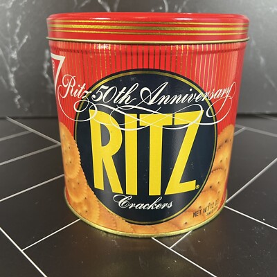 Vintage 1984 Nabisco Ritz Cracker 50. Jubiläum Sammler Runde Dose Video