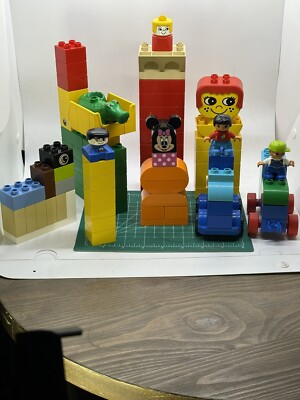 Lego Duplo Mixed Blocks And Storage Container Lot Of 83