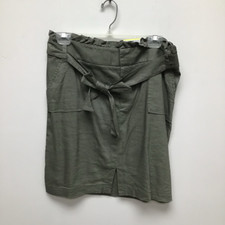 Inc International Concepts Womens Paperbag-Waist Skirt Green Stretch Tie M New