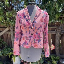 Cabi Pink Floral Two Button Blazer Womens Size 6 Feminine Cottage
