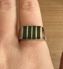 Vintage 925 Sterling Men’s Malachite Southwestern Inlay Ring Size 10.5