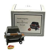 PHB Porcelain Hinged Box Gas Grill With Steak Trinket BBQ Midwest Cannon ~ New