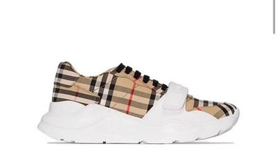 Authentic Burberry Ramsey Vintage Check Beige Low Top Sneakers Size 10US/