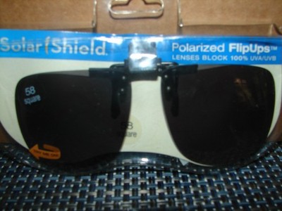 SOLAR SHIELD  Flip-Up Polarized Sunglasses 58 SQUARE  Block UVA FOSTER GRANT