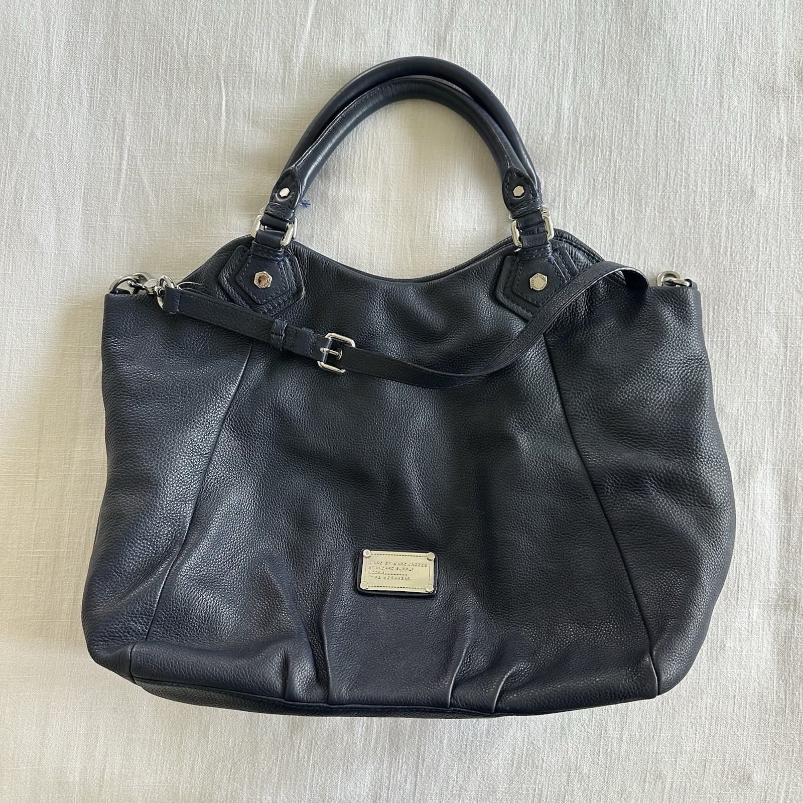 Marc by Marc Jacobs Classic Q Francesca Purse Pebbled Leather Shoulder Bag navy