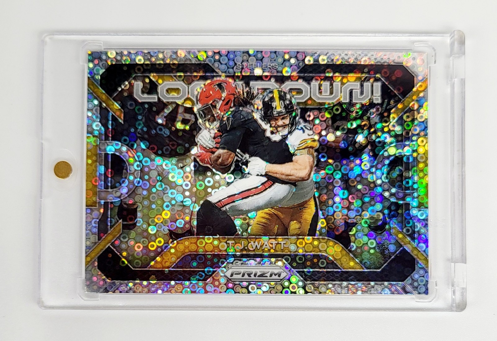 MINT NO HUDDLE DISCO PRIZM 2023 Panini Lockdown TJ Watt PITTSBURGH STEELERS NFL 