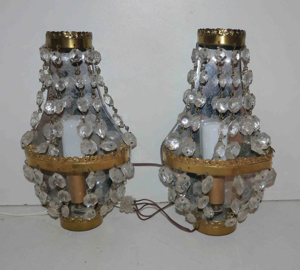 Paire d'appliques vintage à pampilles années 50's - Photo 2/4