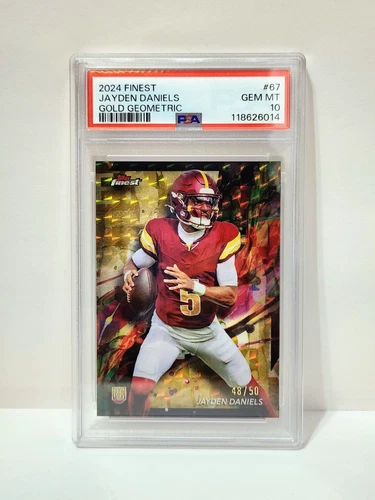 2024 Topps Finest Rookie Jayden Daniels Gold Geometric #/50 PSA 10 GEM MINT