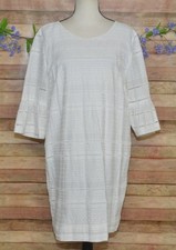 J.Crew White Cotton Eyelet Flutter Sleeve Shift Dress Size 14 Neutral Lined