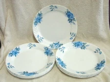 12 Corelle Blue Velvet Rose 10 1/4 Inch Swirl Dinner Plates Exc