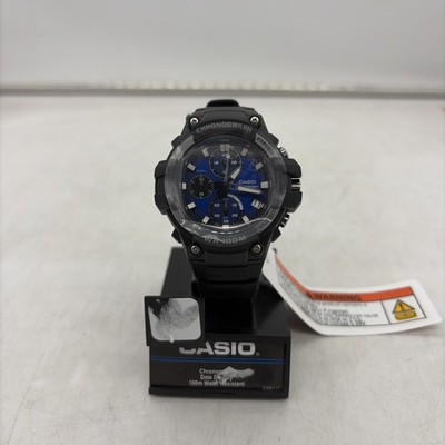 Casio MCW110H-2A2V, Chronograph Watch, Black Resin Band, 100 Meter WR, Date