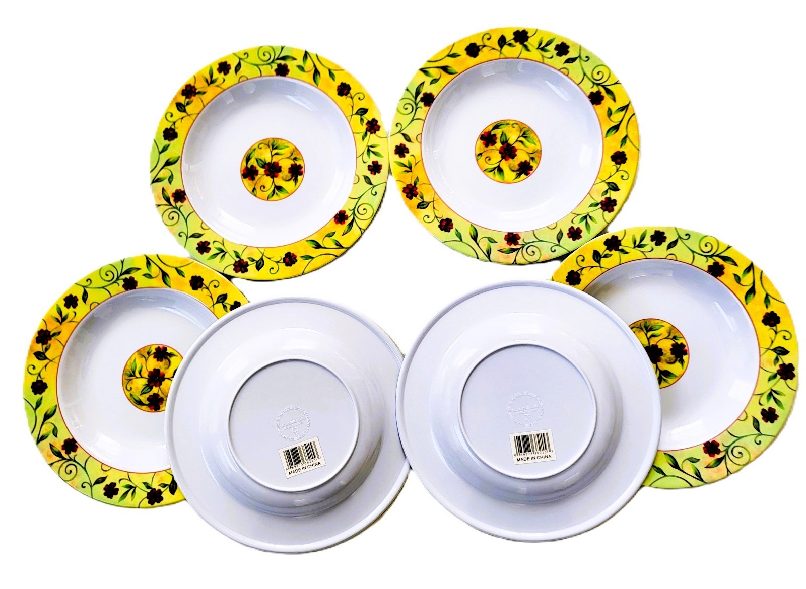 Set of 6 Melamine Dinner Plates – 9" Round, Multicolor, Break-Resistant Plate