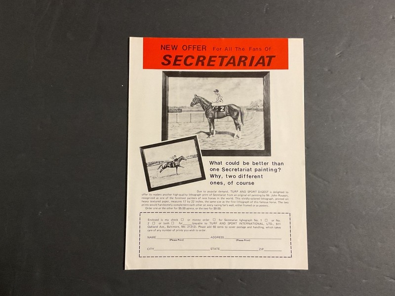 Secretariat 1974 AD Horse Racing  1973 Triple Crown