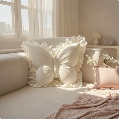 Schmetterlings-dekokissen mit spitze gemütlich zierkissen ergonomisch für sofa