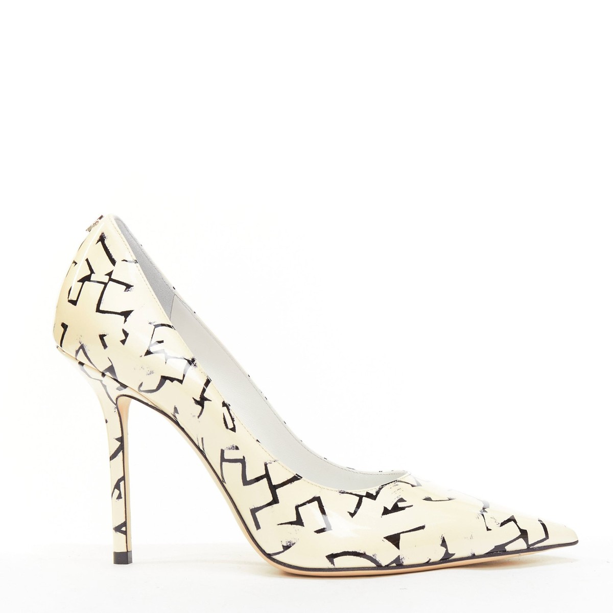 JIMMY CHOO ERIC HAZE Poggy black graphics pearl leather pumps EU38 